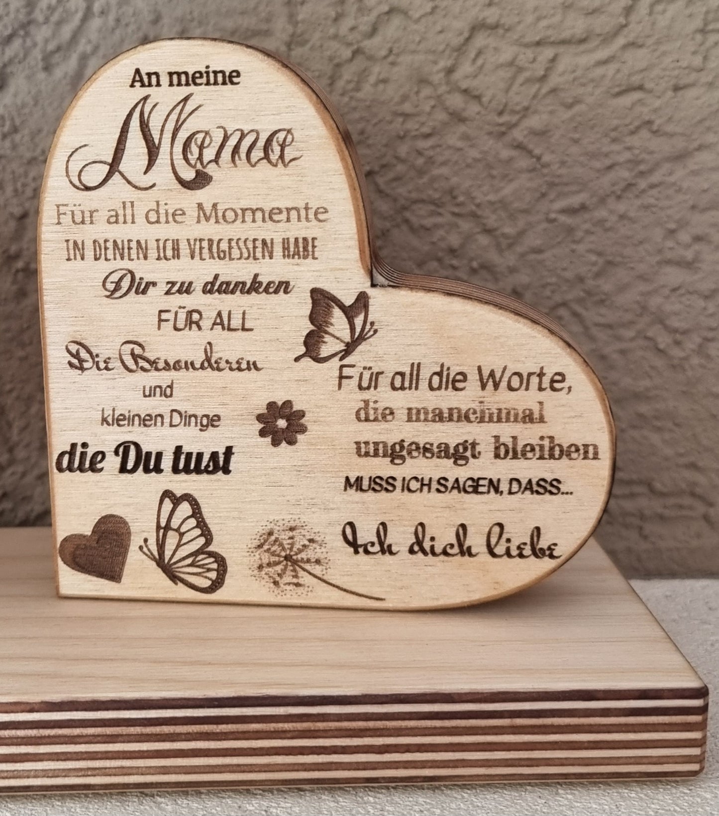 Muttertagsgeschenk Vase mit Dekoblumen und Geschenkherz 20cm x 10cm x 15cm