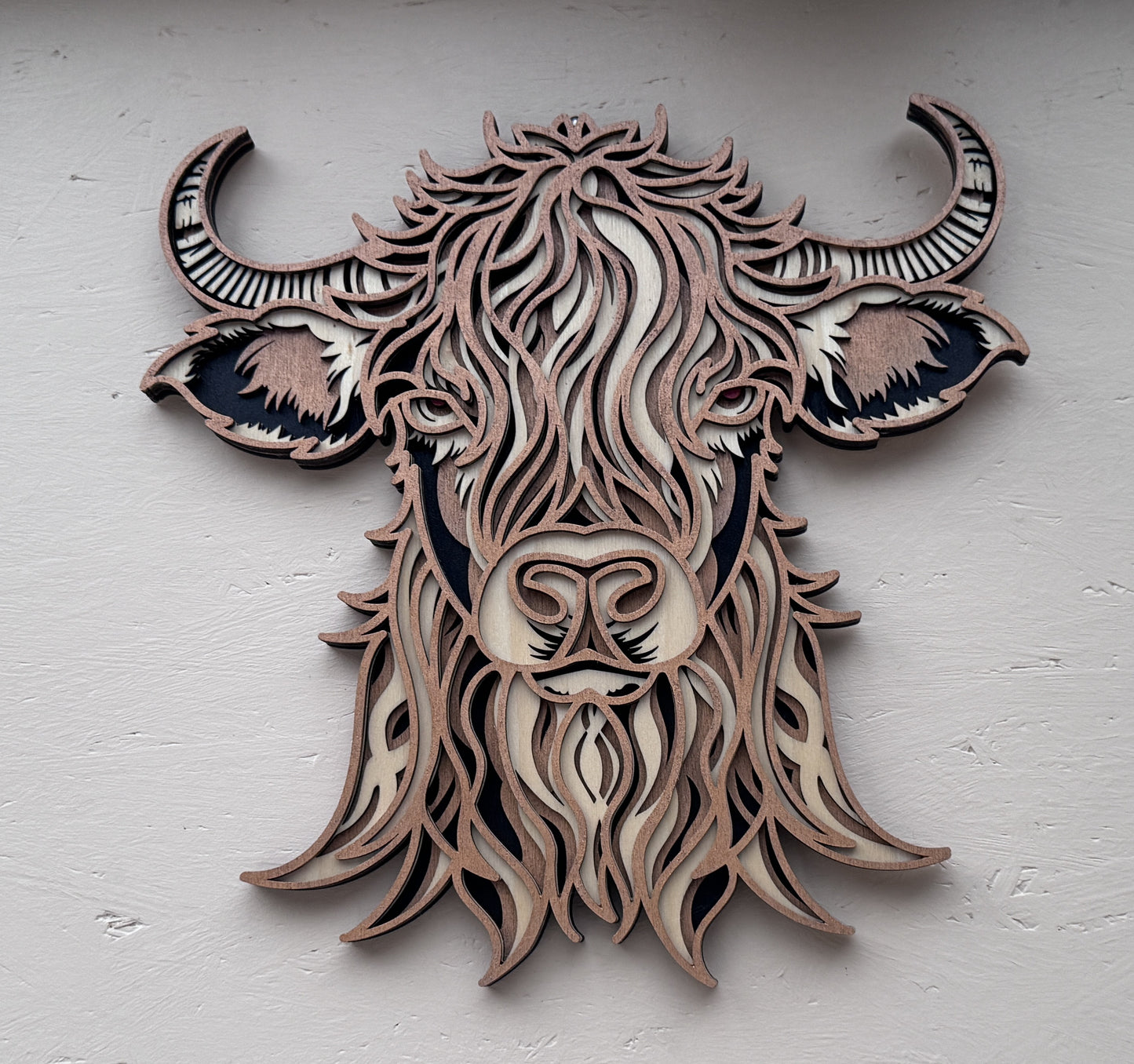 Highland Rind Multilayer Holzbild ab 15cm x 15cm x 1,5 cm