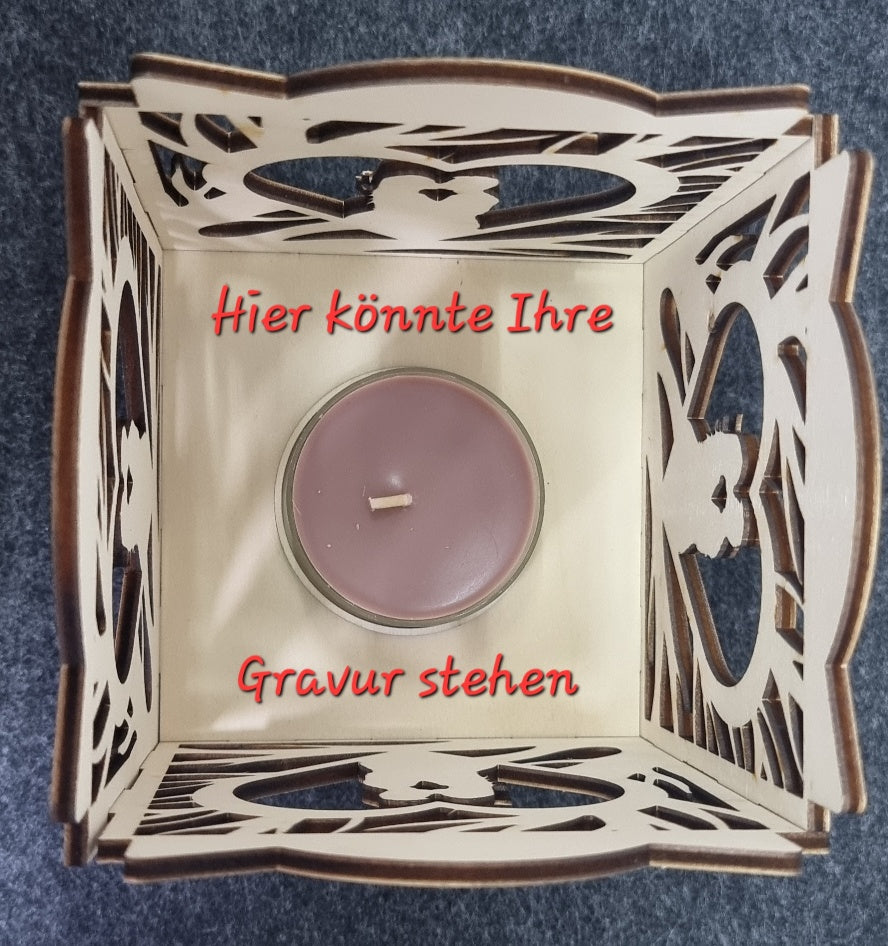Holz Deko-Windlich Kerzenhalter Valentinstag Liebe