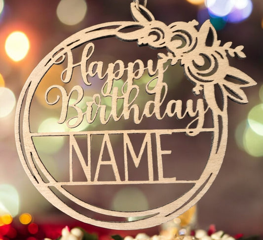 Happy Birthday XXL Anhänger mit Name, 13,5 cm x 13 cm