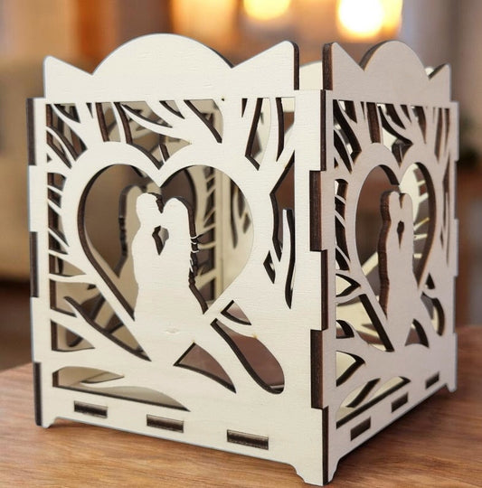 Holz Deko-Windlich Kerzenhalter Valentinstag Liebe