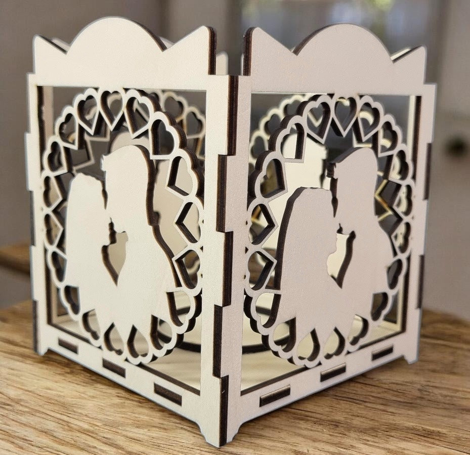 Holz Deko-Windlich Kerzenhalter Valentinstag Liebe