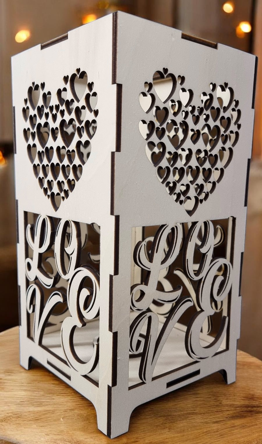 Holz Deko-Windlich Kerzenhalter Valentinstag Liebe