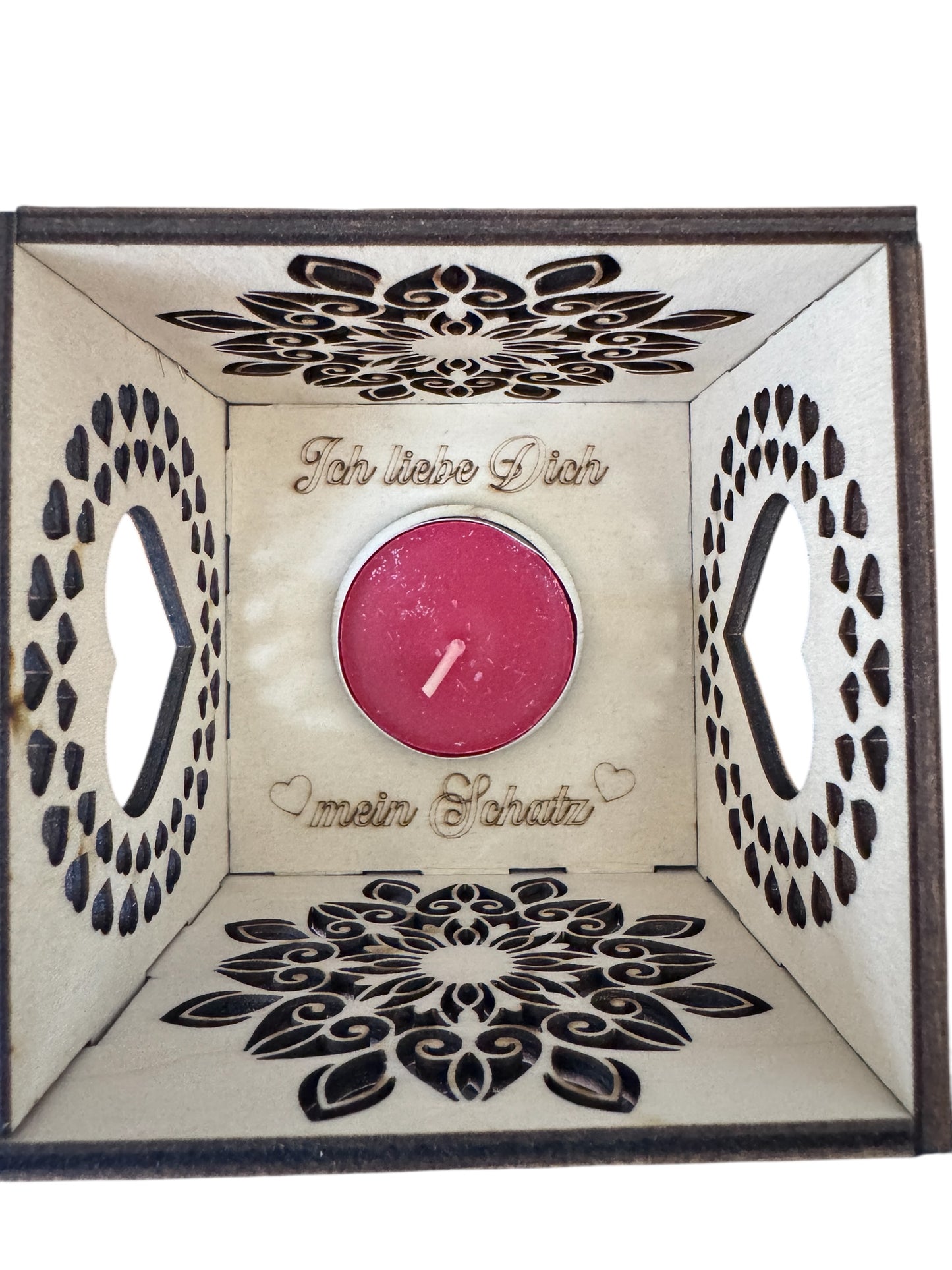 Holz Deko-Windlich Kerzenhalter Valentinstag Liebe