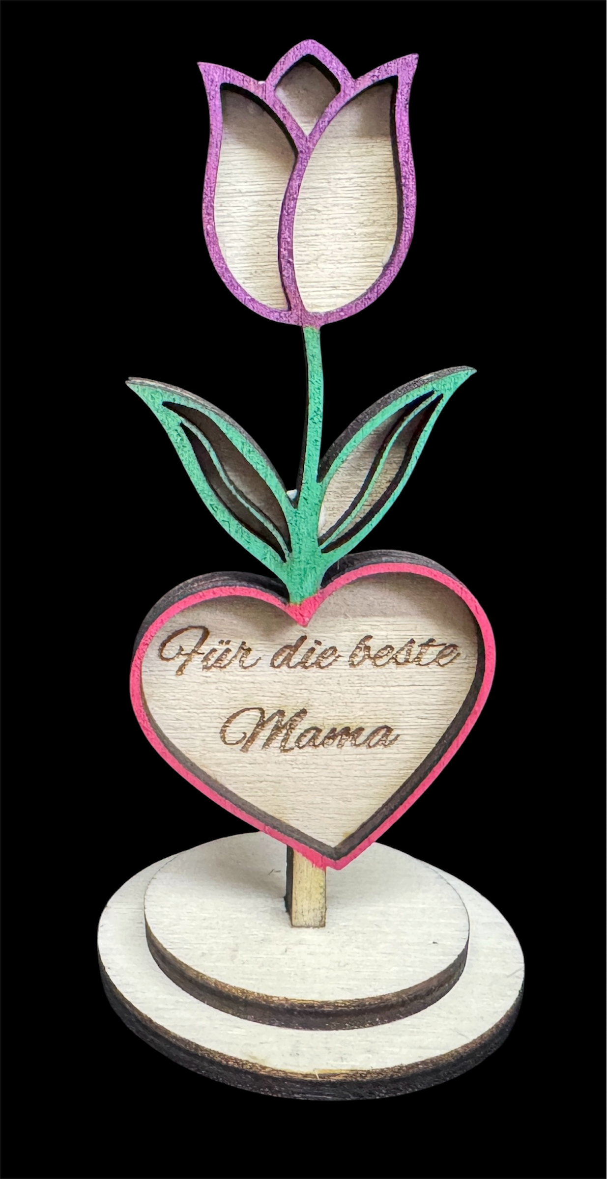 Liebevolles Muttertagsgeschenk aus Holz – Blumendesign mit Gravur