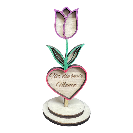Liebevolles Muttertagsgeschenk aus Holz – Blumendesign mit Gravur