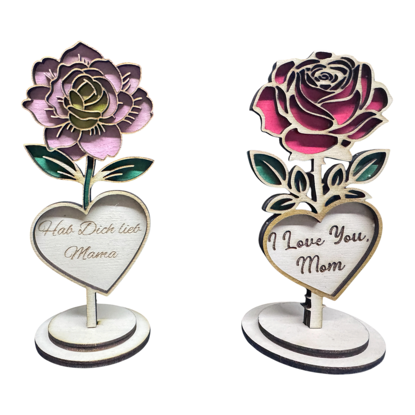 Liebevolles Muttertagsgeschenk aus Holz – Blumendesign mit Gravur