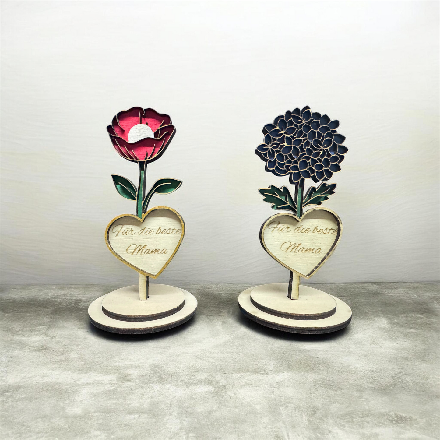 Liebevolles Muttertagsgeschenk aus Holz – Blumendesign mit Gravur